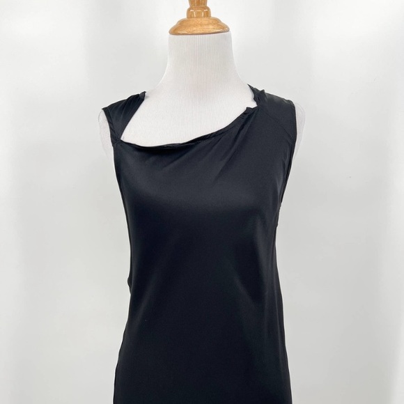 ANN DEMEULEMEESTER Dress Womens 40 Small Black Asymmetrical Neckline Silk Maxi - Picture 3 of 11